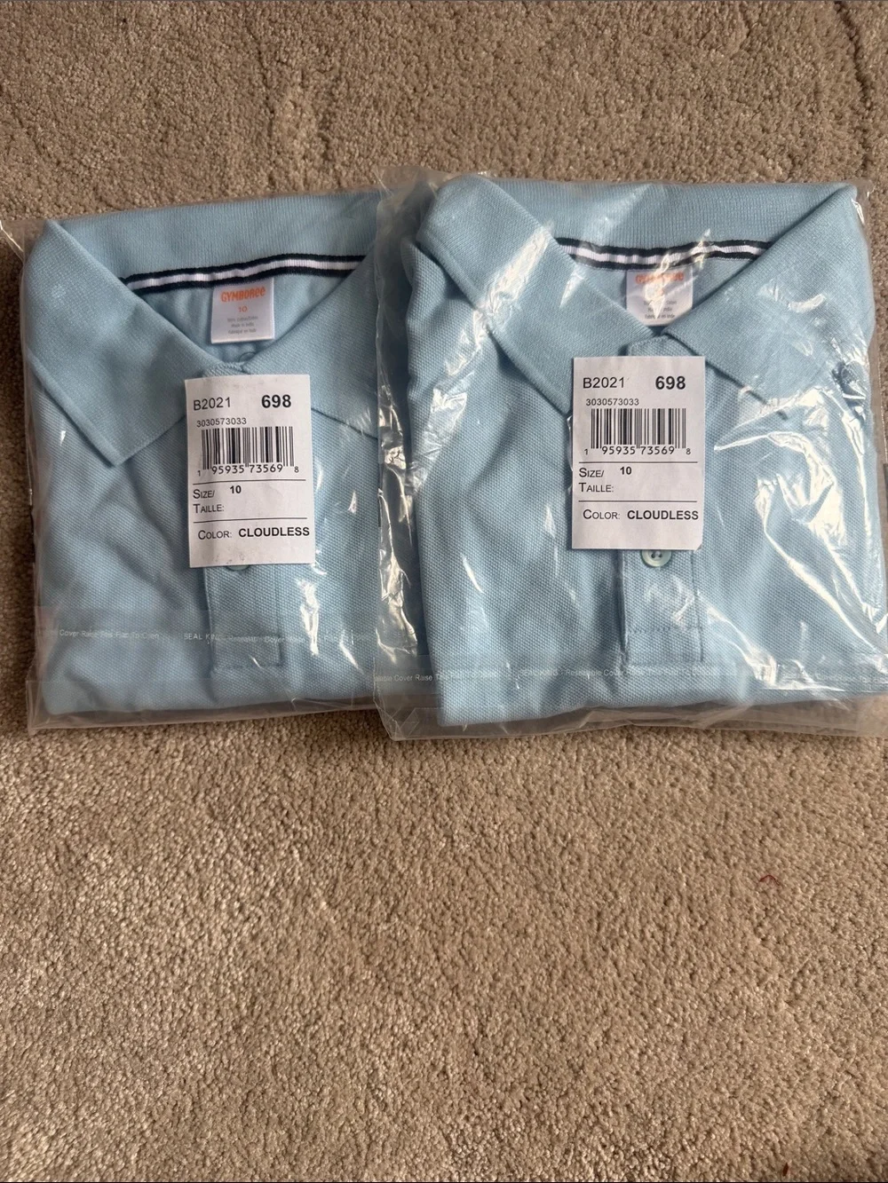 Brand new Gymboree Cloudless Light Blue short sleeve polo Shirt -Size 10, 2 pack